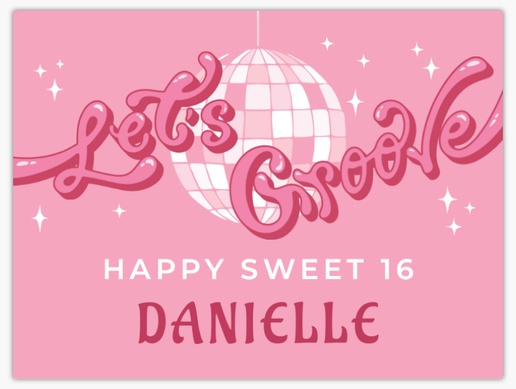 A 70s theme disco ball pink design for Sweet 16