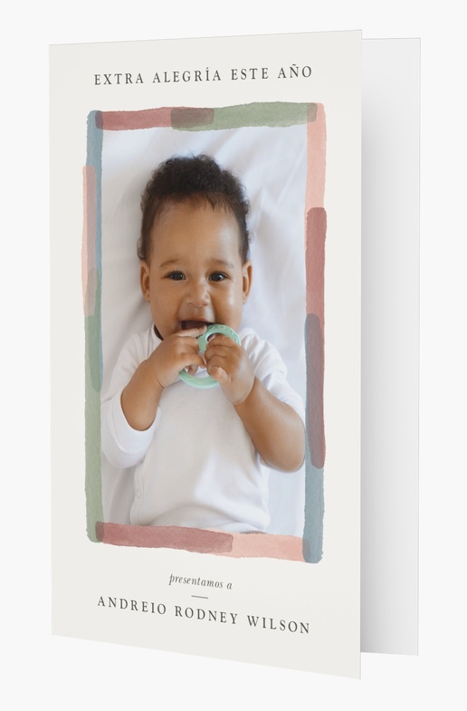 Un nueva tarjeta de vacaciones del bebé marco colorido diseño blanco gris para Tema con 1 imágenes
