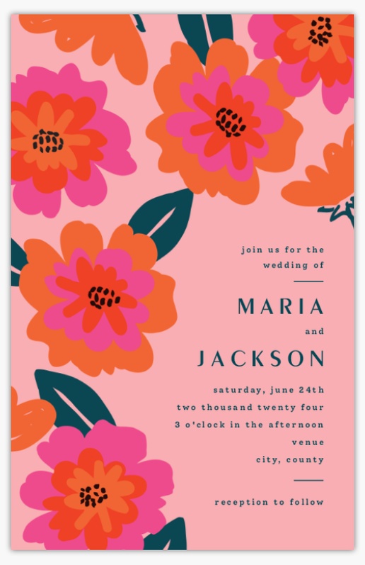 Design Preview for Summer Wedding Invitations Templates, 4.6" x 7.2" Flat