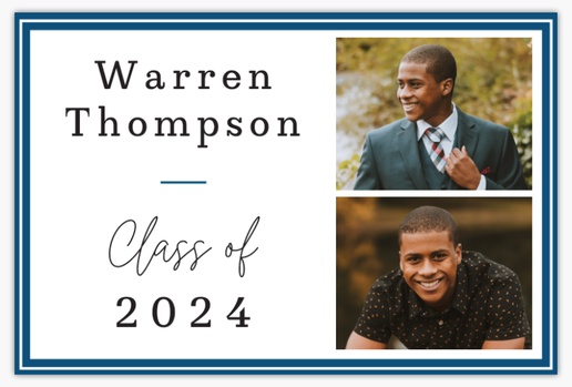 A preppy classic blue gray design for Graduation Party with 2 uploads