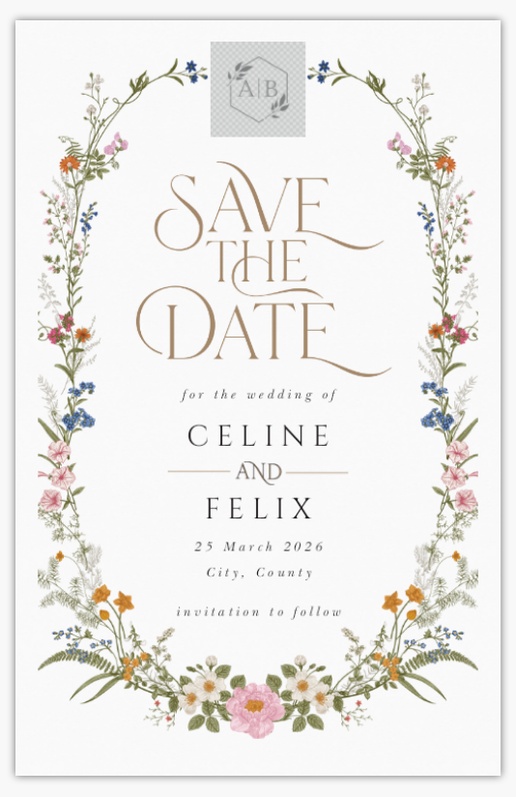 Design Preview for Templates for Vintage Save The Date Cards , Flat 11.7 x 18.2 cm