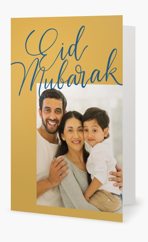 A muslim eid mubarak orange gray design for Greeting with 1 uploads