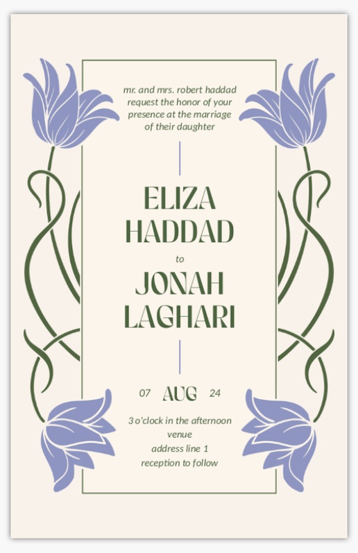 Design Preview for Design Gallery: Vintage Wedding Invitations, 4.6" x 7.2" Flat