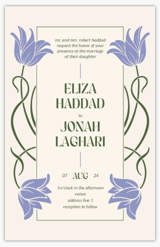 Design Preview for Design Gallery: Wedding Invitations, 4.6" x 7.2" Flat