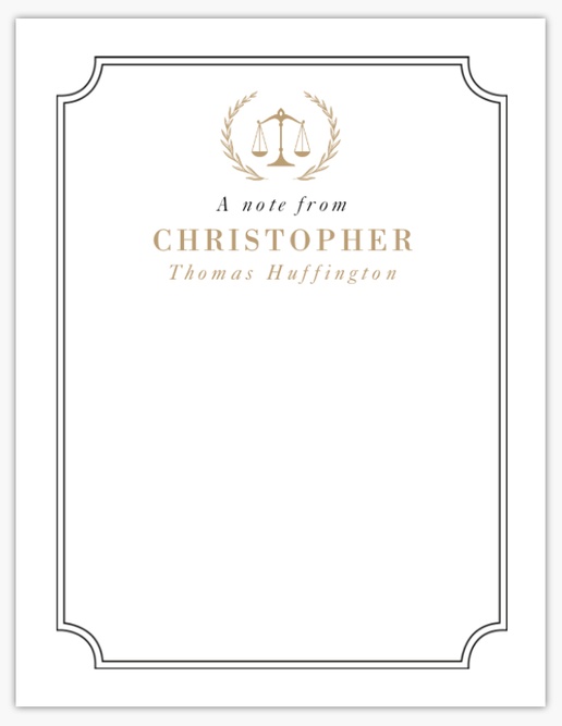 Design Preview for Law, Public Safety & Politics Personalized Note Cards Templates, Flat 5.5" x 4"