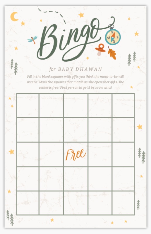 A baby shower bingo white gray design for Type