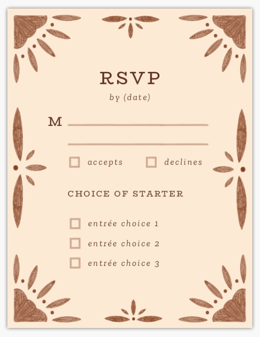 Design Preview for Rustic Wedding RSVP Cards Templates, 5.5" x 4" Flat