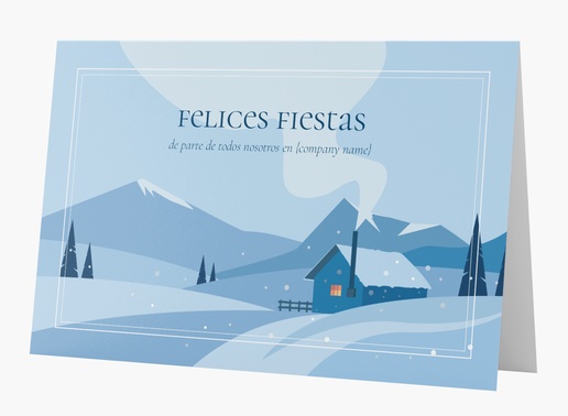 Un saludo de temporada montañas cubiertas de nieve diseño azul para Empresas