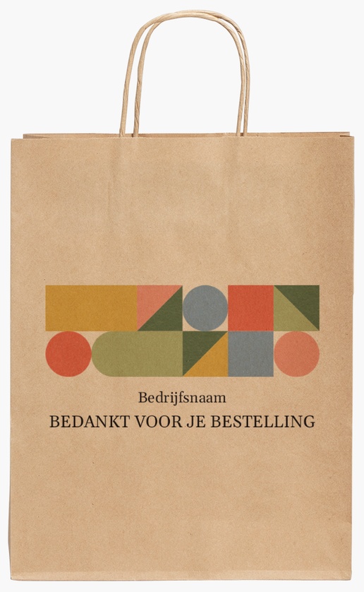 Voorvertoning ontwerp voor Ontwerpgalerij: Opvallend en kleurrijk Kraftpapieren tassen, 240 x 110 x 310 mm