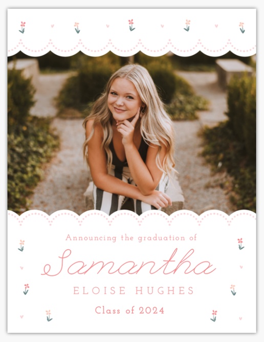A feminine flowers white gray design for Graduation Announcements with 1 uploads