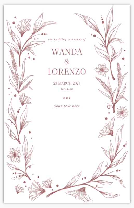 Design Preview for Wedding Programmes, 21.6 x 13.9 cm