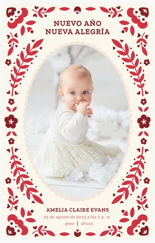 Un anuncio de nacimiento navideño gente diseño blanco marrón para Floral con 1 imágenes