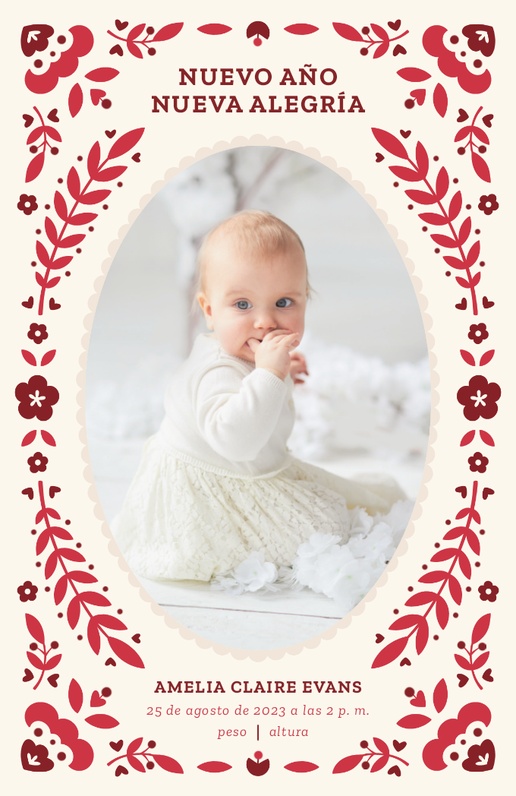 Un anuncio de nacimiento navideño gente diseño blanco marrón para Floral con 1 imágenes