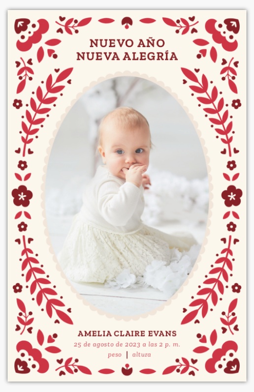 Un anuncio de nacimiento navideño gente diseño blanco rojo para Floral con 1 imágenes