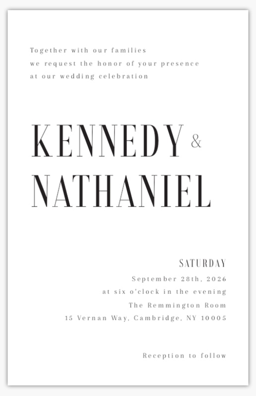 Design Preview for Traditional & Classic Wedding Invitations Templates, 4.6" x 7.2" Flat