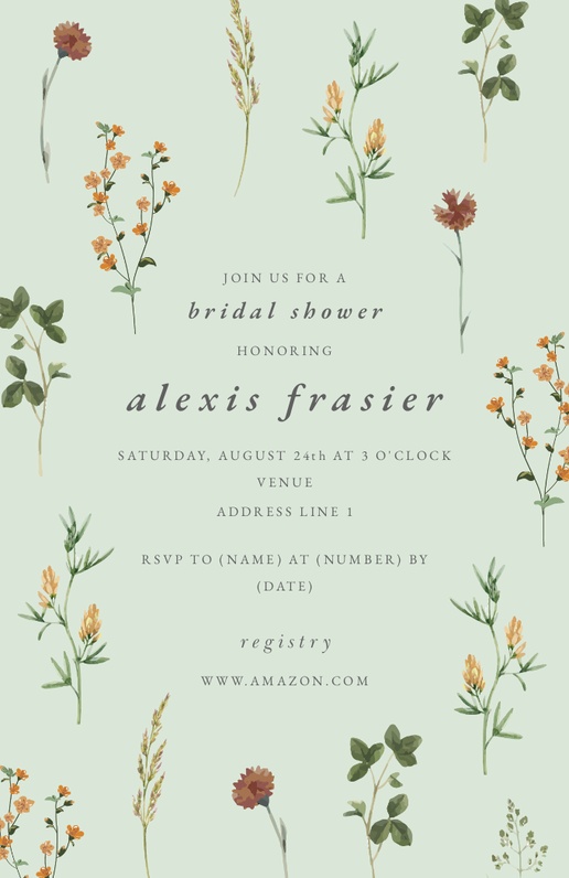 Design Preview for Couples Shower Invitations, 4.6” x 7.2” Flat