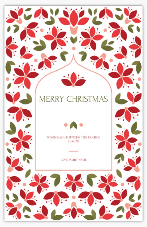 Design Preview for Design Gallery: Floral Christmas Cards, Flat 4.6" x 7.2" 
