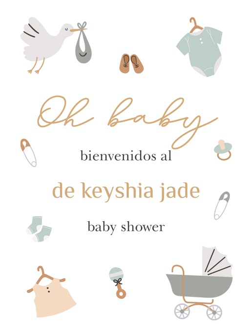 Un bienvenida cochecito diseño crema blanco para Baby Shower