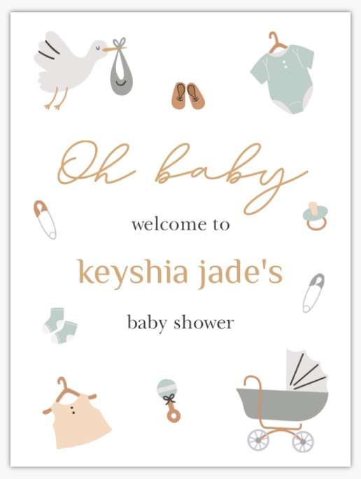 A welcome pram brown gray design for Baby Shower