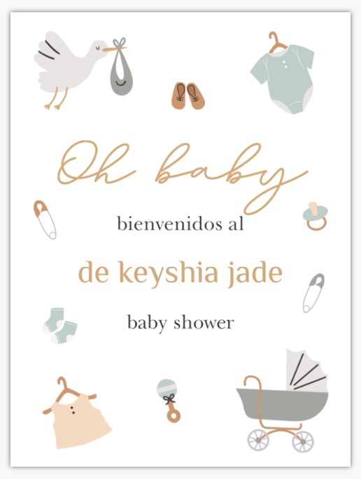 Un bienvenida cochecito diseño marrón gris para Baby Shower