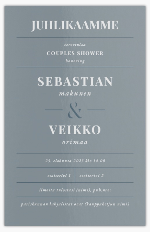 Mallin esikatselu Mallivalikoima: Bridal Shower Kutsukortit ja ilmoitukset, Yksiosainen 18.2 x 11.7 cm