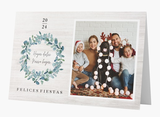 Un casa nueva tarjeta navideña conmovedora diseño blanco gris para Tema con 1 imágenes