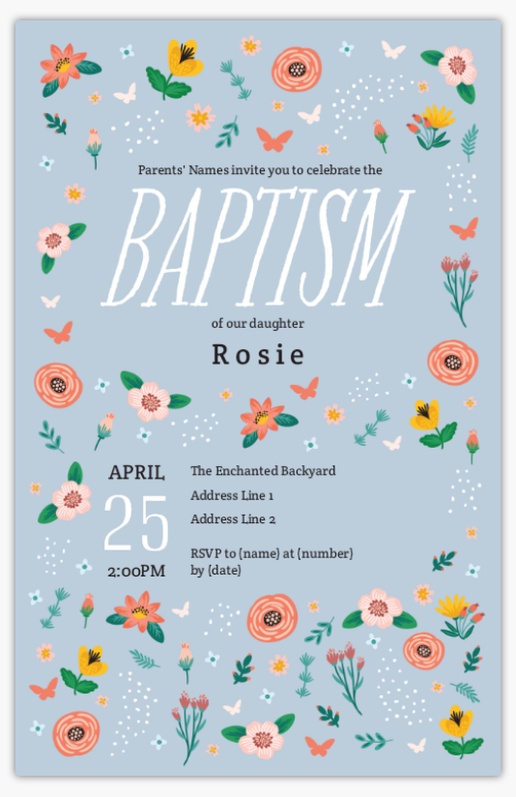 Design Preview for Design Gallery: Baptism & Christening Invitations & Announcements, 4.6” x 7.2” Flat