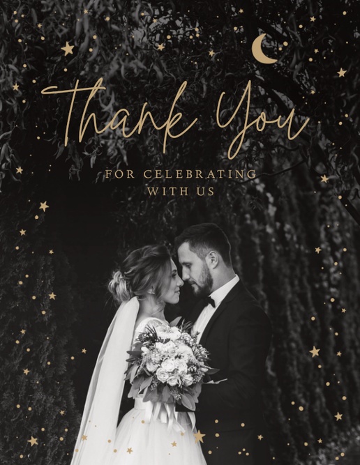 A photo thank you note celestial sky cream design for Wedding with 1 uploads