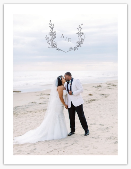 Un tarjeta de agradecimiento de boda nota de agradecimiento de boda diseño gris para Fotos con 1 imágenes