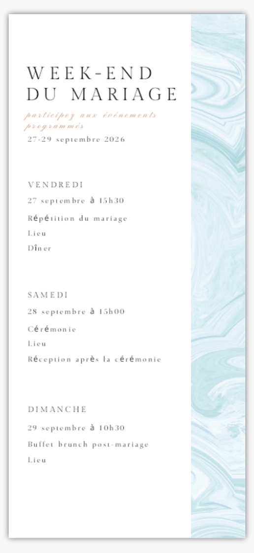 Aperçu du graphisme pour Galerie de modèles : Programmes de mariage pour Marin, 21 x 9.5 cm