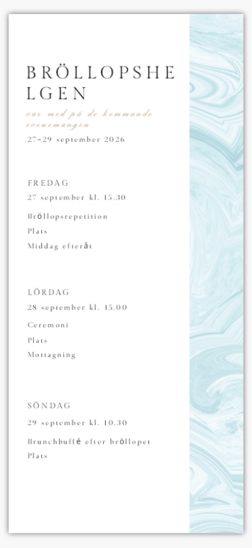 Förhandsgranskning av design för Designgalleri: Mönster Bröllopsprogram, 21 x 9.5 cm