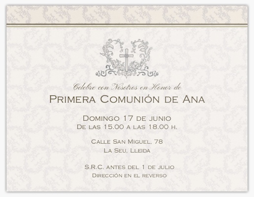 Vista previa del diseño de Galería de diseños de tarjetas e invitaciones para primera comunión, Plano 13,9 x 10,7 cm