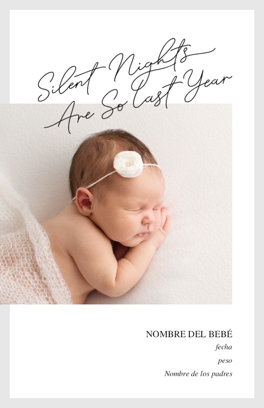 Un anuncio de nacimiento navideño bebé de vacaciones diseño crema blanco para Tema con 1 imágenes