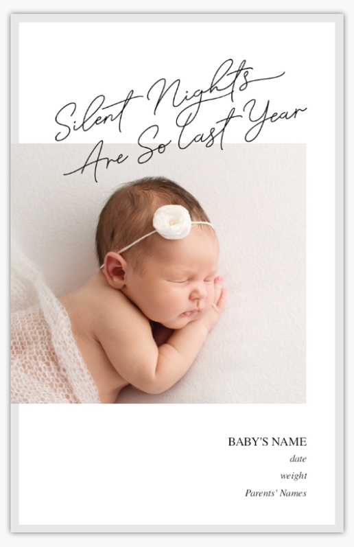 A holiday birth announcement holiday baby white gray design for Theme with 1 uploads