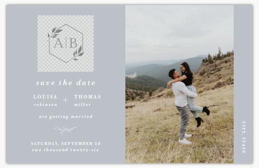 A soft colors wedding monogram blue gray design for Season with 2 uploads