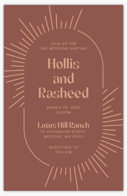 Design Preview for Bohemian Wedding Invitations Templates, 4.6" x 7.2" Flat