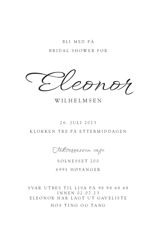 Forhåndsvisning av design for Designgalleri: Bryllup Invitasjoner og kort, Ensidig 18.2 x 11.7 cm