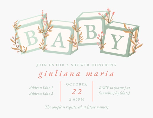 A blocks baby shower pink gray design for Theme
