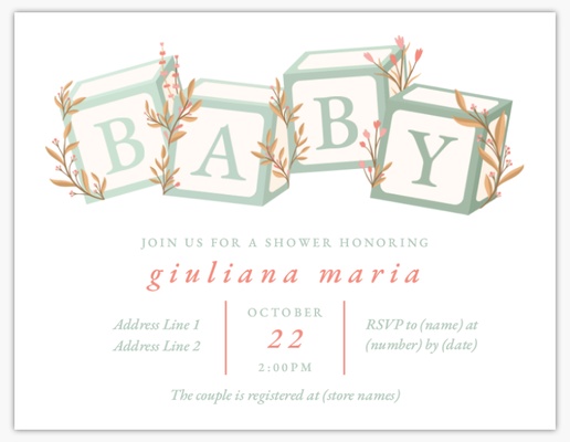 A blocks baby shower pink gray design for Theme