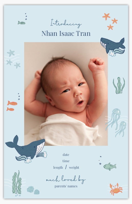 A whales beach gray blue design for Birth Announcements with 1 uploads
