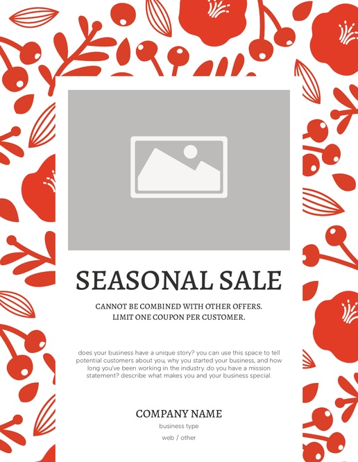 A seasonal sale holiday sale white red design for Holiday with 1 uploads