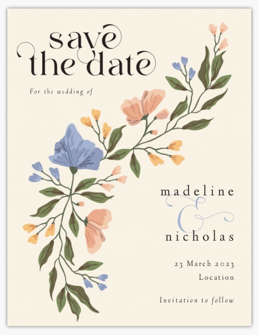 Design Preview for Templates for Vintage Save The Date Cards , Flat 10.7 x 13.9 cm