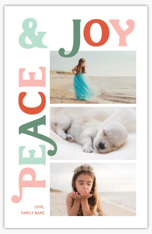 A colorful christmas joy  peace white cream design for Greeting with 3 uploads