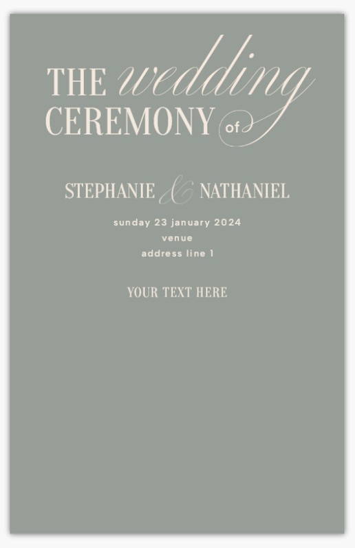 Design Preview for Wedding Programmes, 21.6 x 13.9 cm