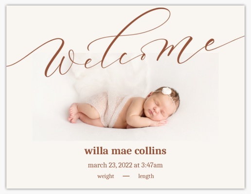 A welcome baby traditional white brown design for Birth Announcements with 1 uploads
