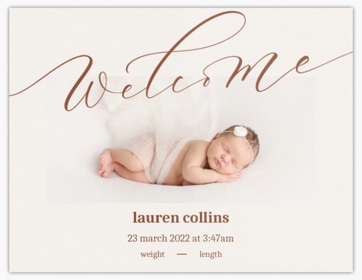Design Preview for Birth Announcement Cards, 13.9 x 10.7 cm