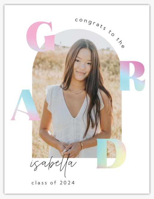 A ombre grad white gray design for Graduation Announcements with 1 uploads