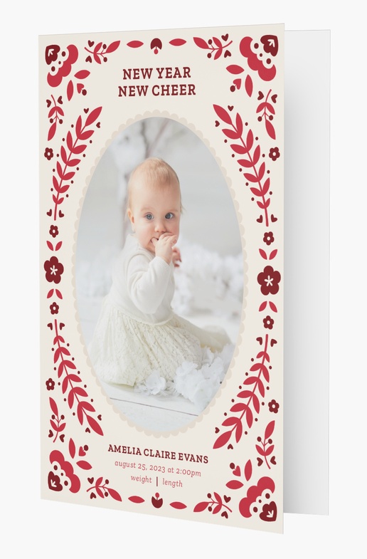 A christmas birth announcement holiday birth announcement white red design for Theme with 1 uploads