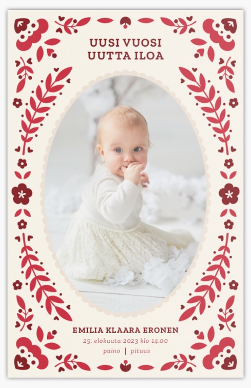 Mallin esikatselu Mallivalikoima: Ilmoitukset vauvan syntymästä Vauvakortti, 18.2 x 11.7 cm