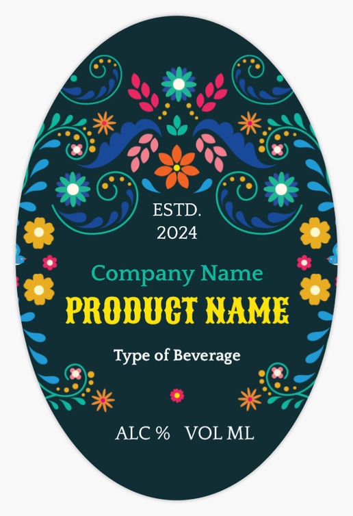 Design Preview for Design Gallery: Florals & Greenery Beer Labels, Oval 7.5 x 5 cm Vertical
